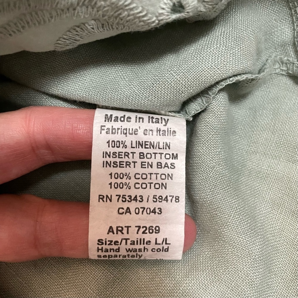 NWT New Terzo Millennio Sage Eyelet-trim Linen Top Made in Italy Size L - Picture 7 of 11